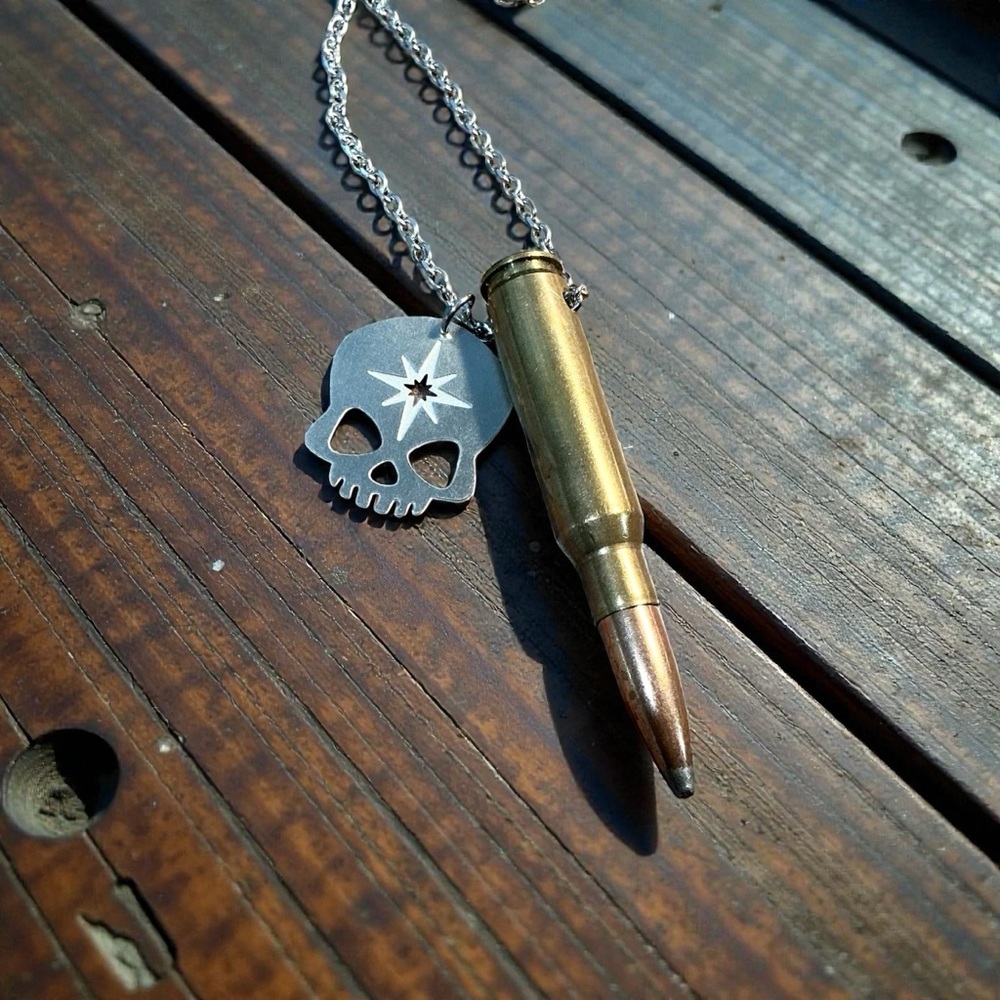 🆕 308 Winchester with Skull Pendant Necklace